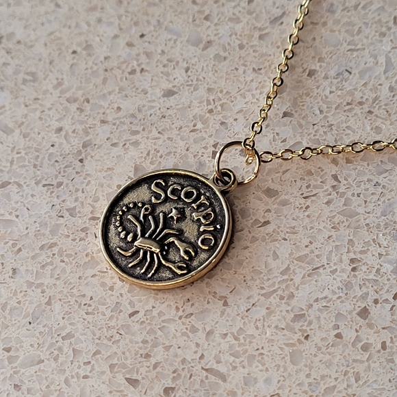 ♏️  Scorpio Zodiac Sign 18k Gold Plated Necklace - Picture 2 of 6